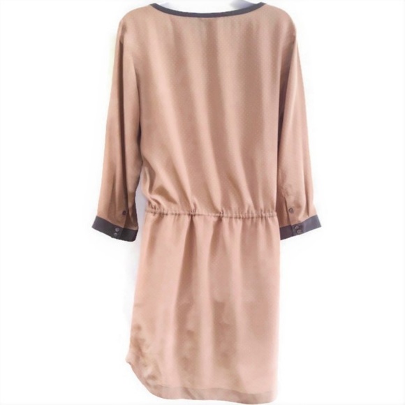 SILK Club Monaco Beige Dress Polka Micro Dot Boat Neck Drawstring 8 - Picture 2 of 7